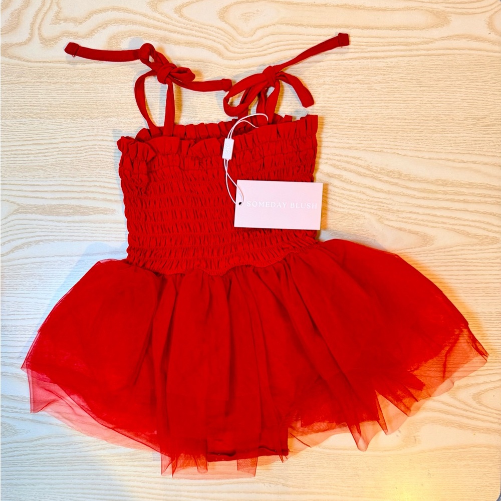 NWT Someday Blush Girls' Red Tulle Tutu One Piece (12-18 months)